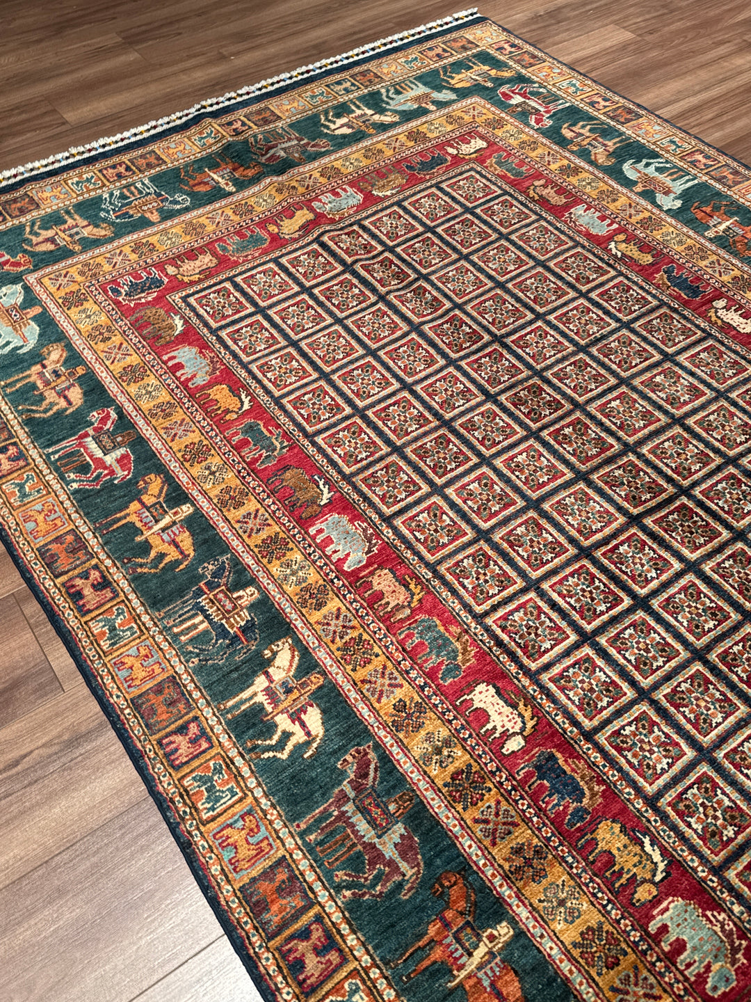 Pazırık Orijinal El Dokuması Multi Kök Boya Yün Halı 168x264 4.44 Metrekare - 5x7 ft