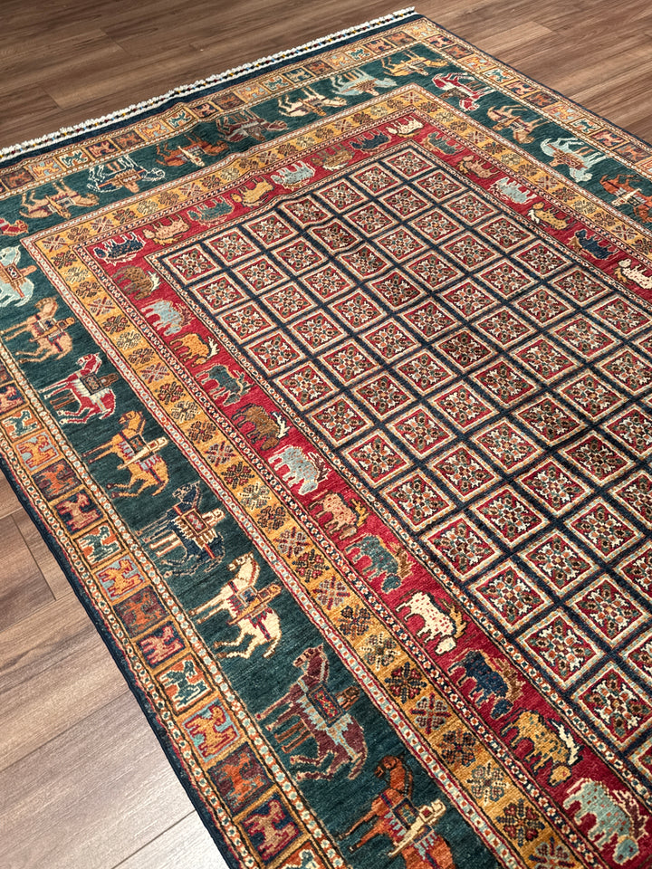 Pazırık Orijinal El Dokuması Multi Kök Boya Yün Halı 168x264 4.44 Metrekare - 5x7 ft