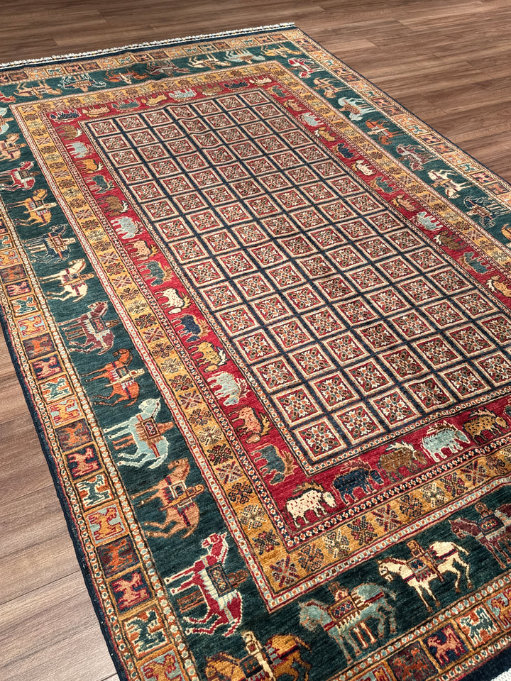 Pazırık Orijinal El Dokuması Multi Kök Boya Yün Halı 168x264 4.44 Metrekare - 5x7 ft