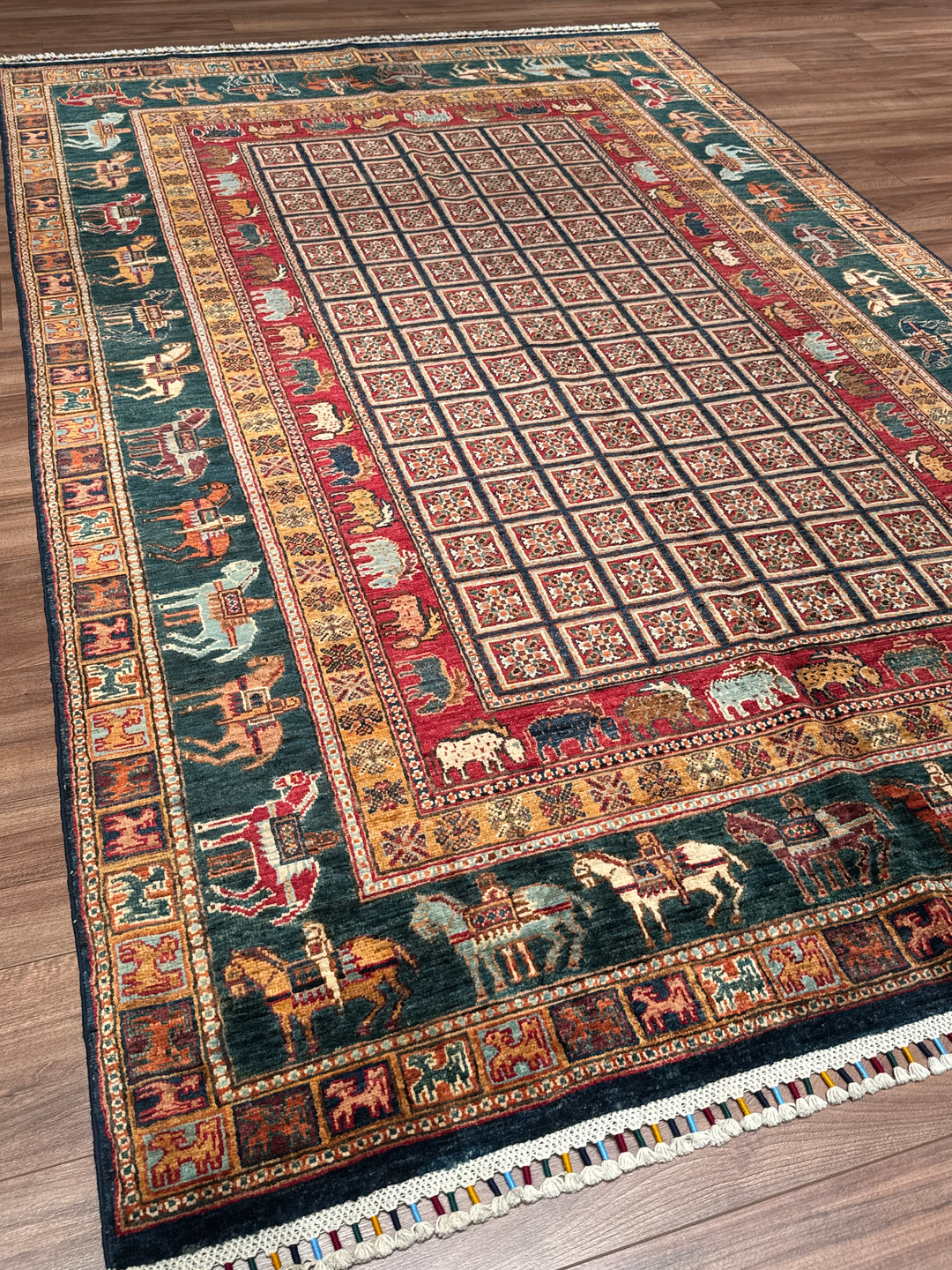 Pazırık Orijinal El Dokuması Multi Kök Boya Yün Halı 168x264 4.44 Metrekare - 5x7 ft