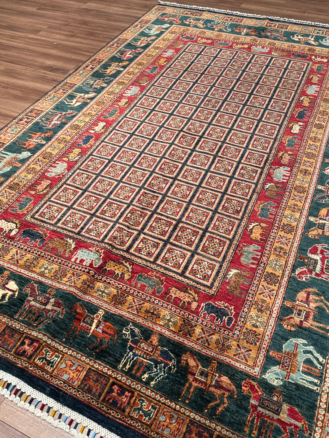 Pazırık Orijinal El Dokuması Multi Kök Boya Yün Halı 168x264 4.44 Metrekare - 5x7 ft