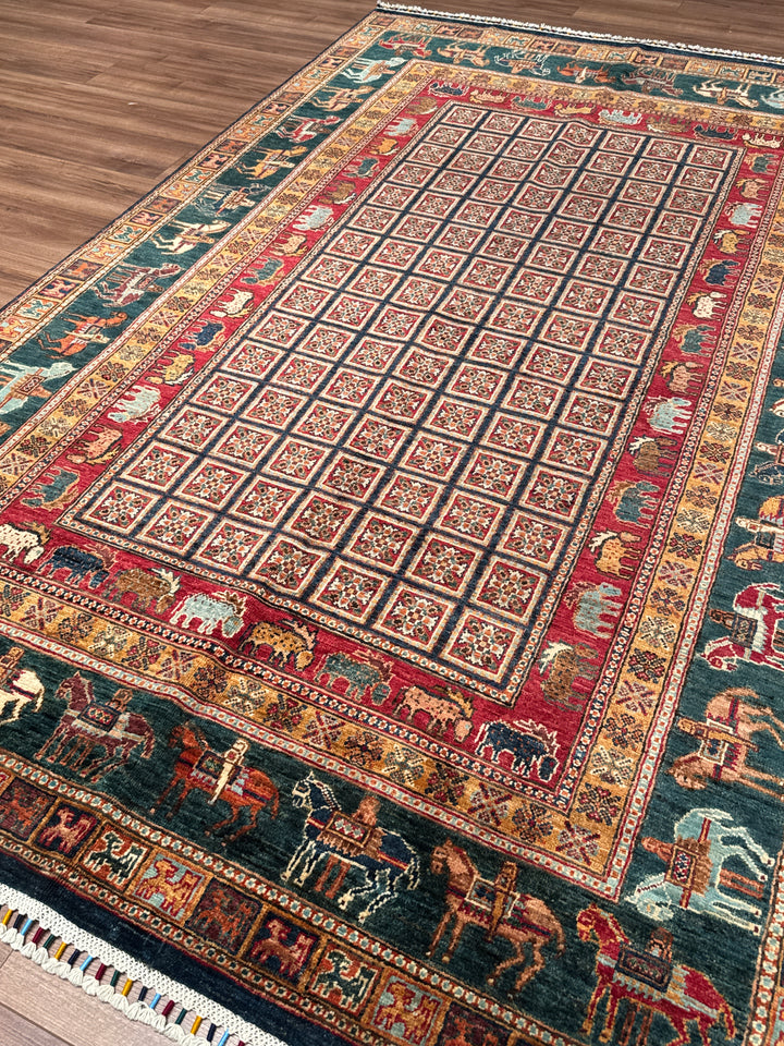 Pazırık Orijinal El Dokuması Multi Kök Boya Yün Halı 168x264 4.44 Metrekare - 5x7 ft