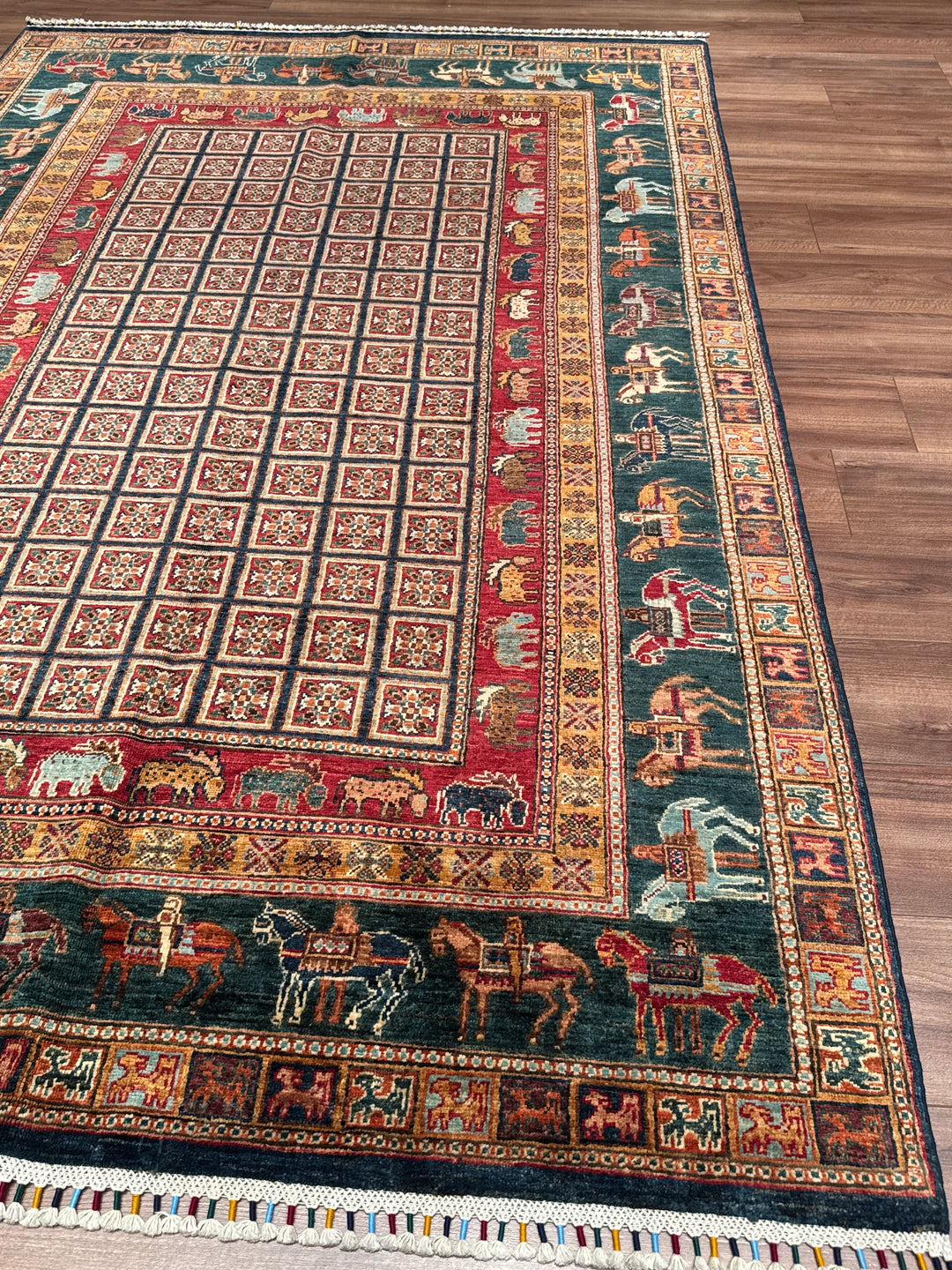 Pazırık Orijinal El Dokuması Multi Kök Boya Yün Halı 168x264 4.44 Metrekare - 5x7 ft