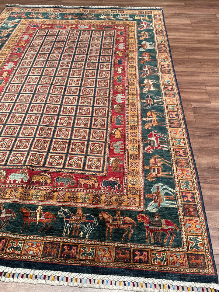 Pazırık Orijinal El Dokuması Multi Kök Boya Yün Halı 168x264 4.44 Metrekare - 5x7 ft