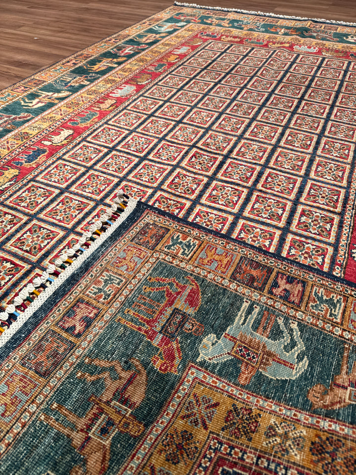 Pazırık Orijinal El Dokuması Multi Kök Boya Yün Halı 168x264 4.44 Metrekare - 5x7 ft