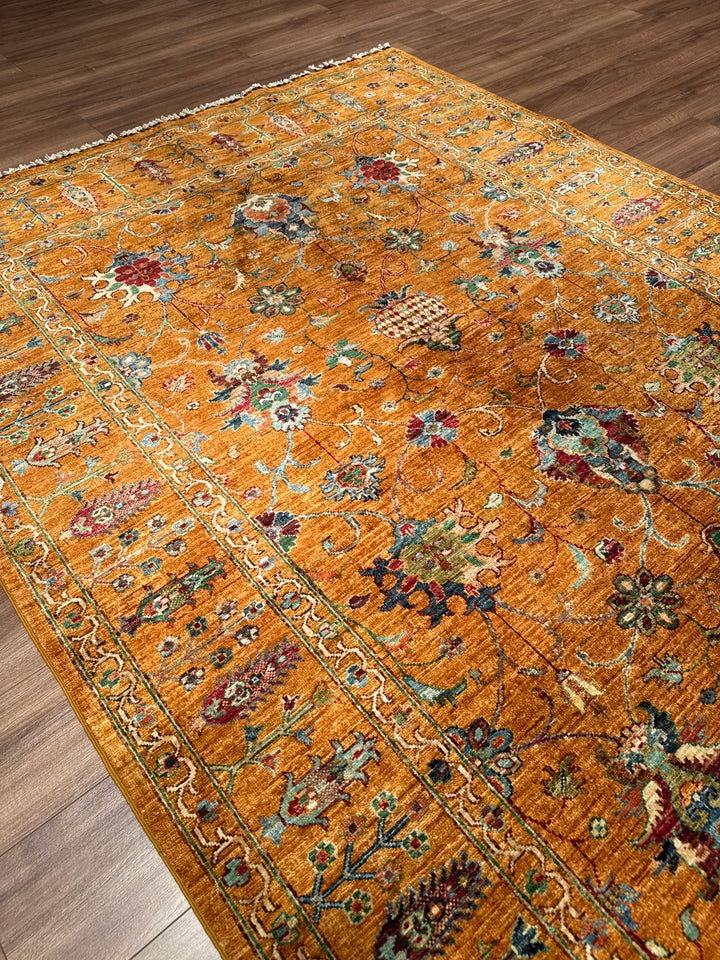 Sultani Binbirgece Orijinal El Dokuması Turuncu Kök Boya Yün Halı 183x256 4.68 Metrekare - 5x8 ft