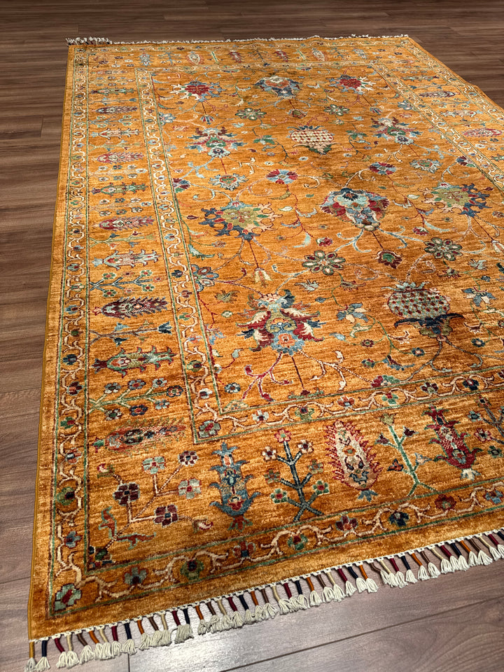 Sultani Binbirgece Orijinal El Dokuması Turuncu Kök Boya Yün Halı 183x256 4.68 Metrekare - 5x8 ft