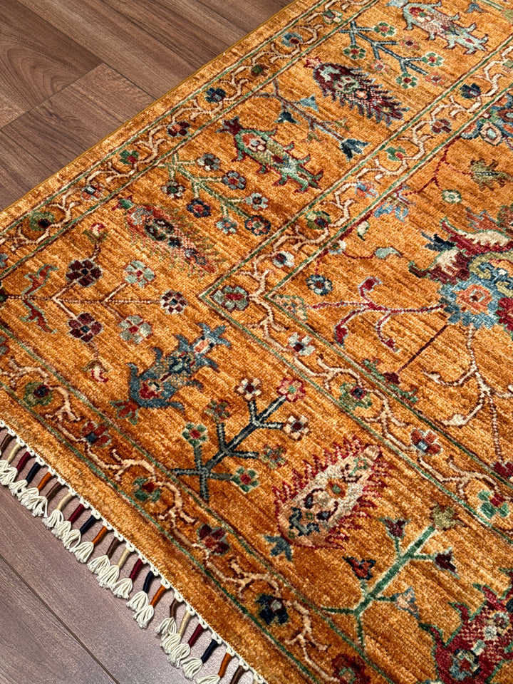 Sultani Binbirgece Orijinal El Dokuması Turuncu Kök Boya Yün Halı 183x256 4.68 Metrekare - 5x8 ft