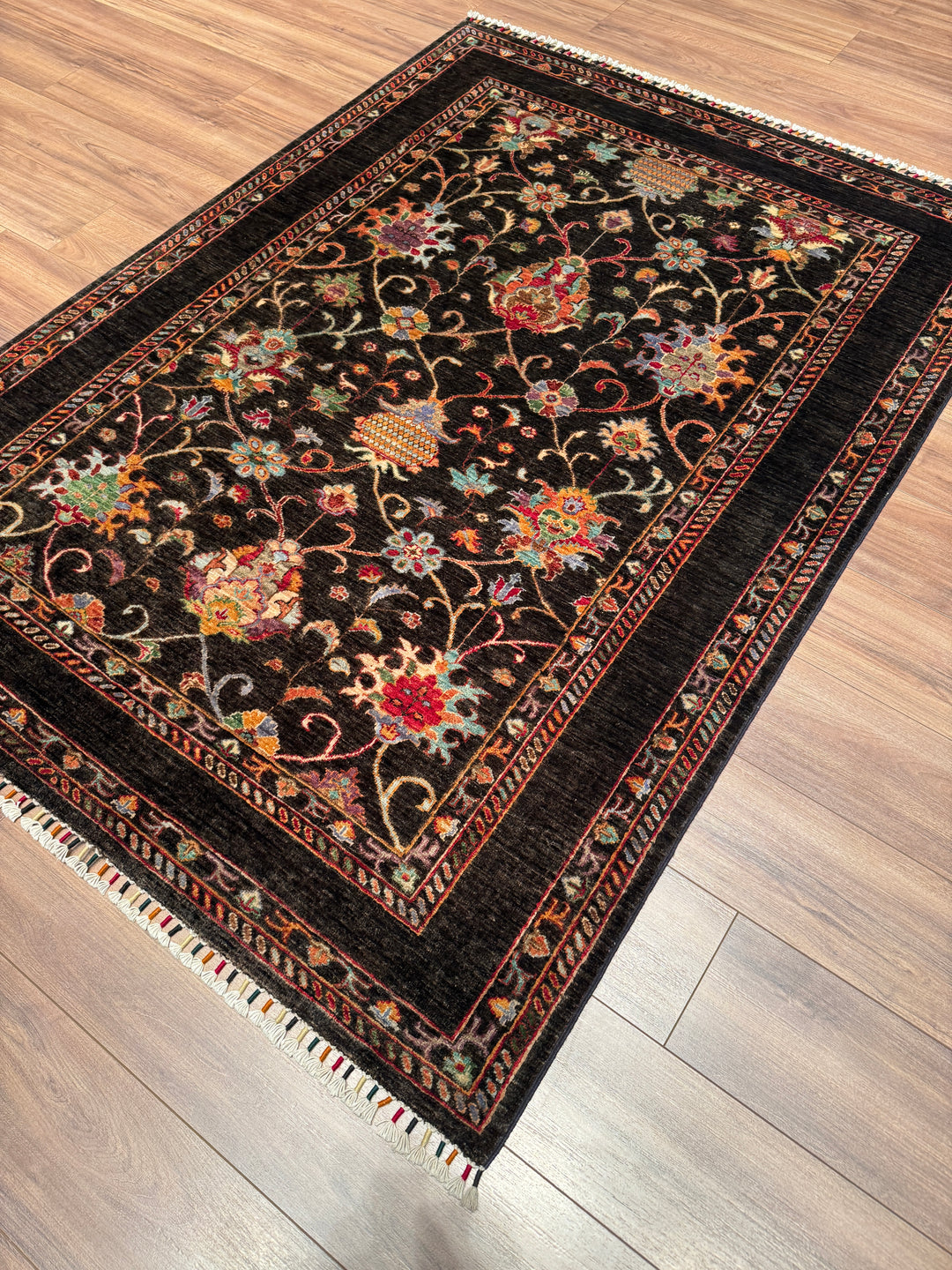 Sultani Binbirgece Orijinal El Dokuması Acı Kahverengi Kök Boya Yün Halı 149x201 2.99 Metrekare - 5x6 ft