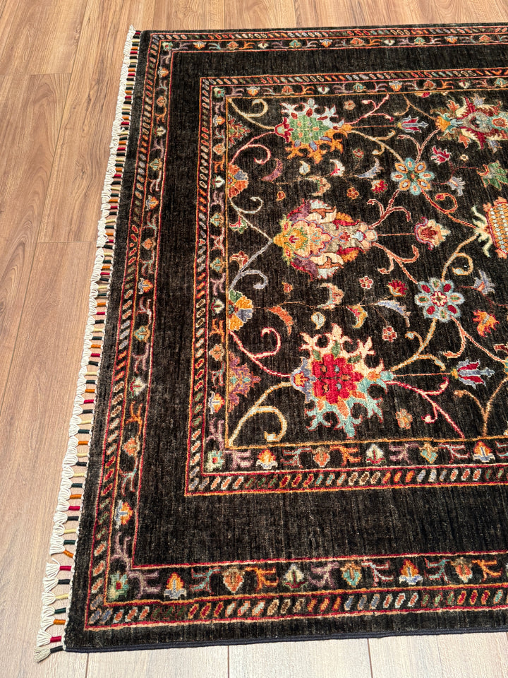 Sultani Binbirgece Orijinal El Dokuması Acı Kahverengi Kök Boya Yün Halı 149x201 2.99 Metrekare - 5x6 ft