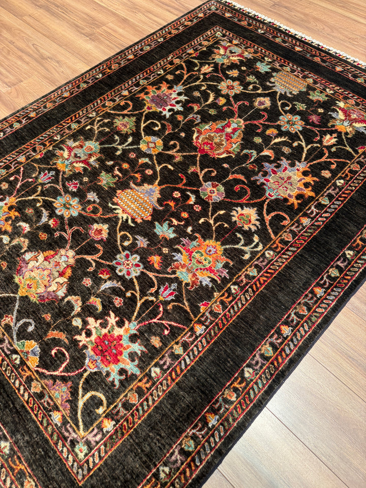 Sultani Binbirgece Orijinal El Dokuması Acı Kahverengi Kök Boya Yün Halı 149x201 2.99 Metrekare - 5x6 ft