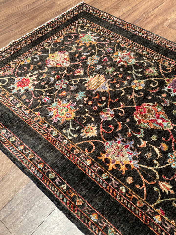 Sultani Binbirgece Orijinal El Dokuması Acı Kahverengi Kök Boya Yün Halı 149x201 2.99 Metrekare - 5x6 ft