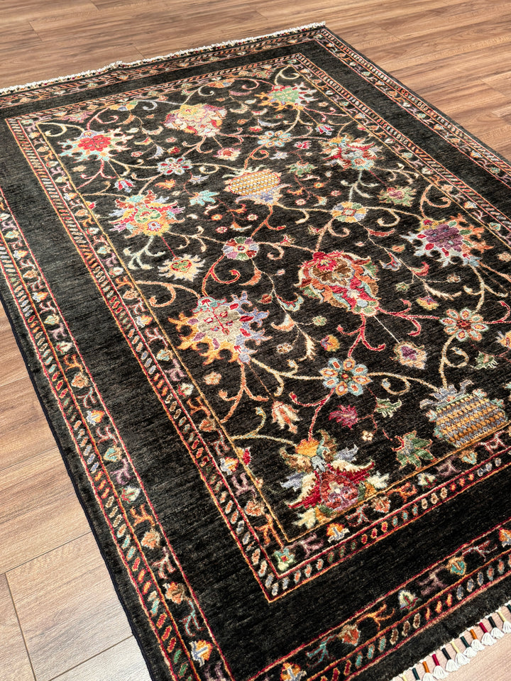 Sultani Binbirgece Orijinal El Dokuması Acı Kahverengi Kök Boya Yün Halı 149x201 2.99 Metrekare - 5x6 ft