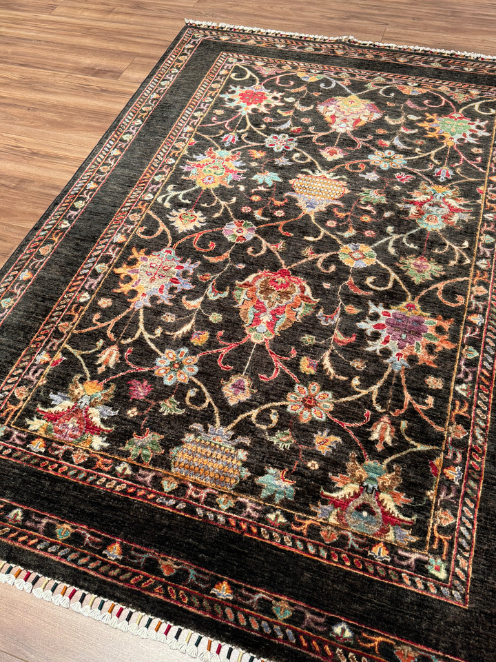Sultani Binbirgece Orijinal El Dokuması Acı Kahverengi Kök Boya Yün Halı 149x201 2.99 Metrekare - 5x6 ft