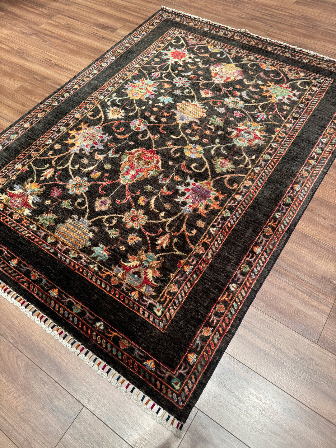 Sultani Binbirgece Orijinal El Dokuması Acı Kahverengi Kök Boya Yün Halı 149x201 2.99 Metrekare - 5x6 ft