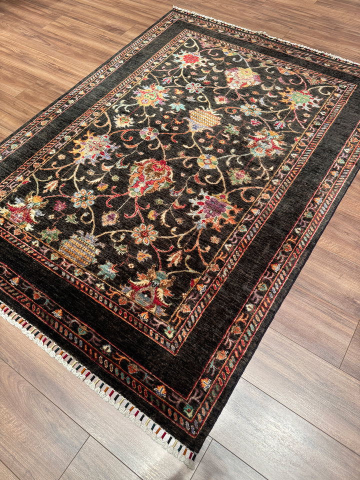 Sultani Binbirgece Orijinal El Dokuması Acı Kahverengi Kök Boya Yün Halı 149x201 2.99 Metrekare - 5x6 ft