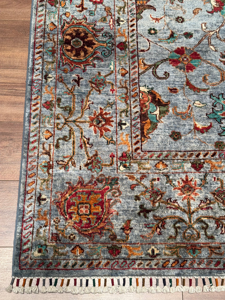 Sultani Binbirgece Orijinal El Dokuması Mavi Kök Boya Yün Halı 212x296 6.28 Metrekare - 7x10 ft