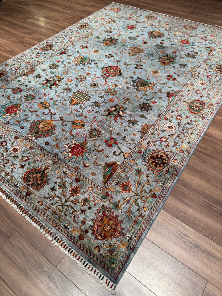 Sultani Binbirgece Orijinal El Dokuması Mavi Kök Boya Yün Halı 212x296 6.28 Metrekare - 7x10 ft