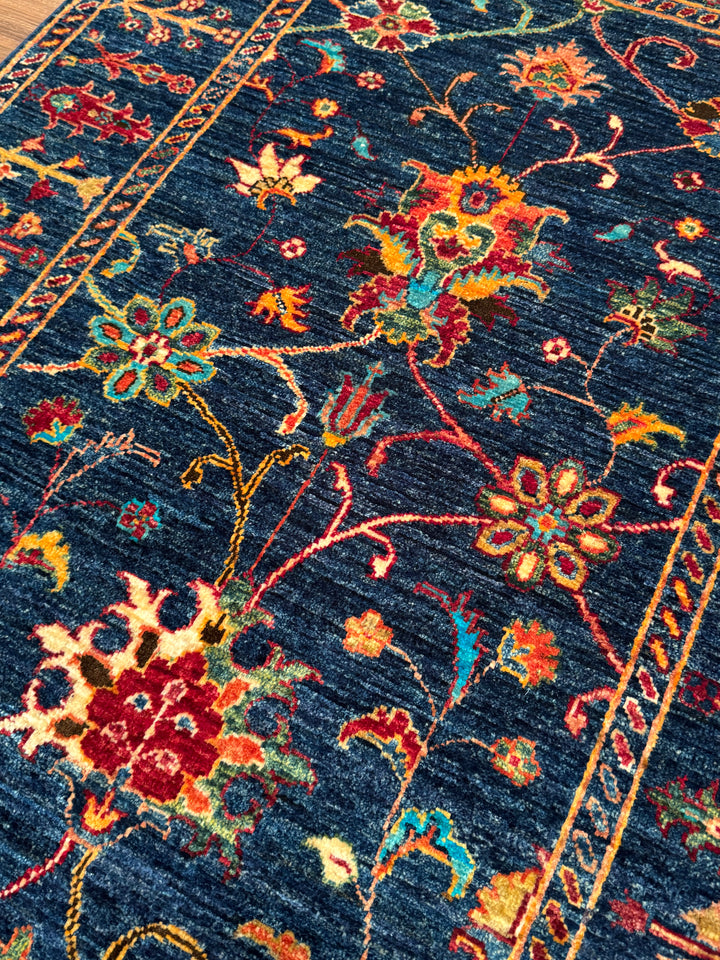 Sultani Binbirgece Orijinal El Dokuması Lacivert Kök Boya Yün Halı 101x148 1.49 Metrekare - 3x5 ft