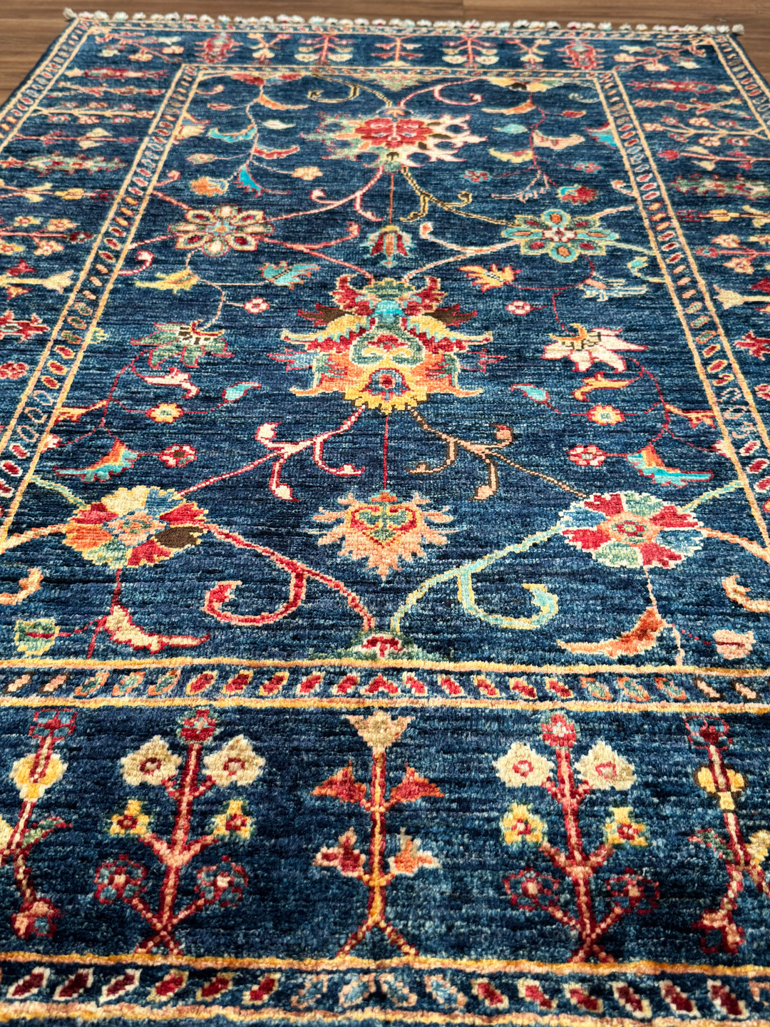 Sultani Binbirgece Orijinal El Dokuması Lacivert Kök Boya Yün Halı 101x148 1.49 Metrekare - 3x5 ft