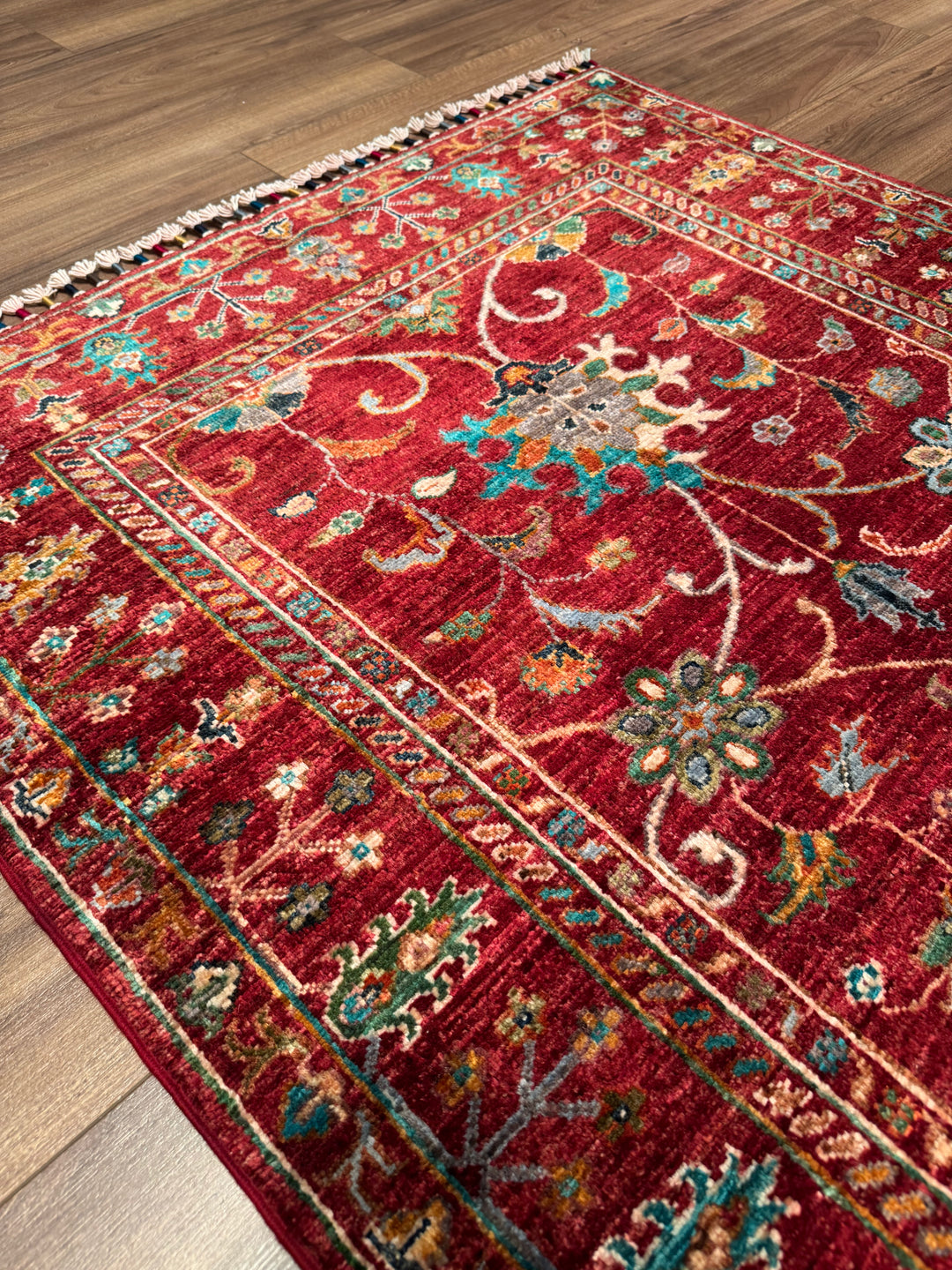 Sultani Binbirgece Orijinal El Dokuması Kırmızı Kök Boya Yün Halı 106x154 1.63 Metrekare - 3x5 ft