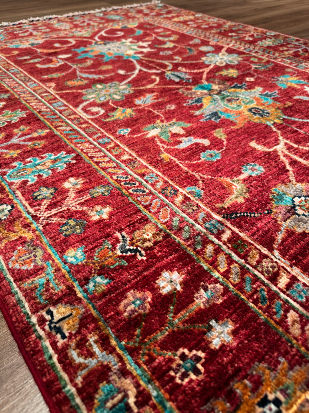 Sultani Binbirgece Orijinal El Dokuması Kırmızı Kök Boya Yün Halı 106x154 1.63 Metrekare - 3x5 ft