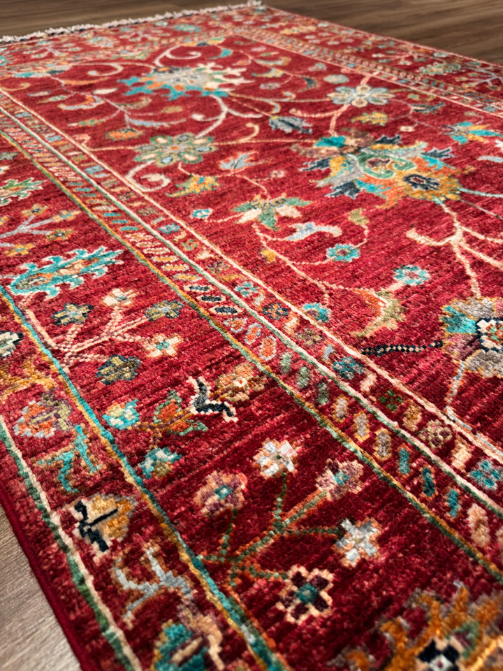 Sultani Binbirgece Orijinal El Dokuması Kırmızı Kök Boya Yün Halı 106x154 1.63 Metrekare - 3x5 ft