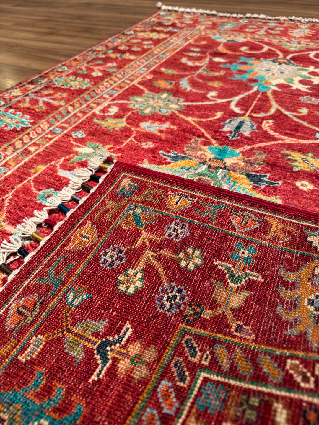 Sultani Binbirgece Orijinal El Dokuması Kırmızı Kök Boya Yün Halı 106x154 1.63 Metrekare - 3x5 ft