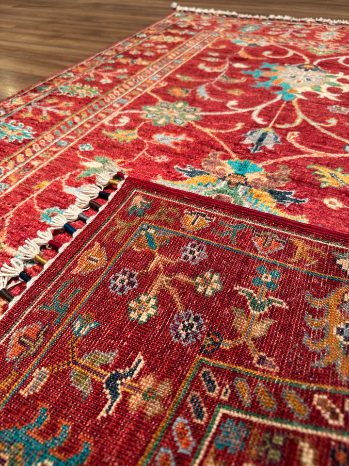 Sultani Binbirgece Orijinal El Dokuması Kırmızı Kök Boya Yün Halı 106x154 1.63 Metrekare - 3x5 ft