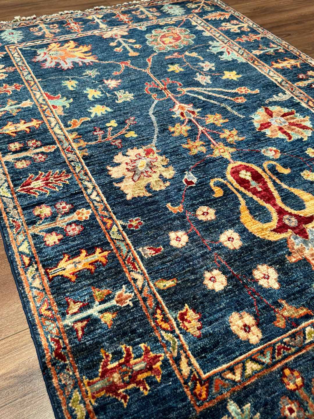 Sultani Binbirgece Orijinal El Dokuması Lacivert Kök Boya Yün Halı 103x153 1.58 Metrekare - 3x5 ft