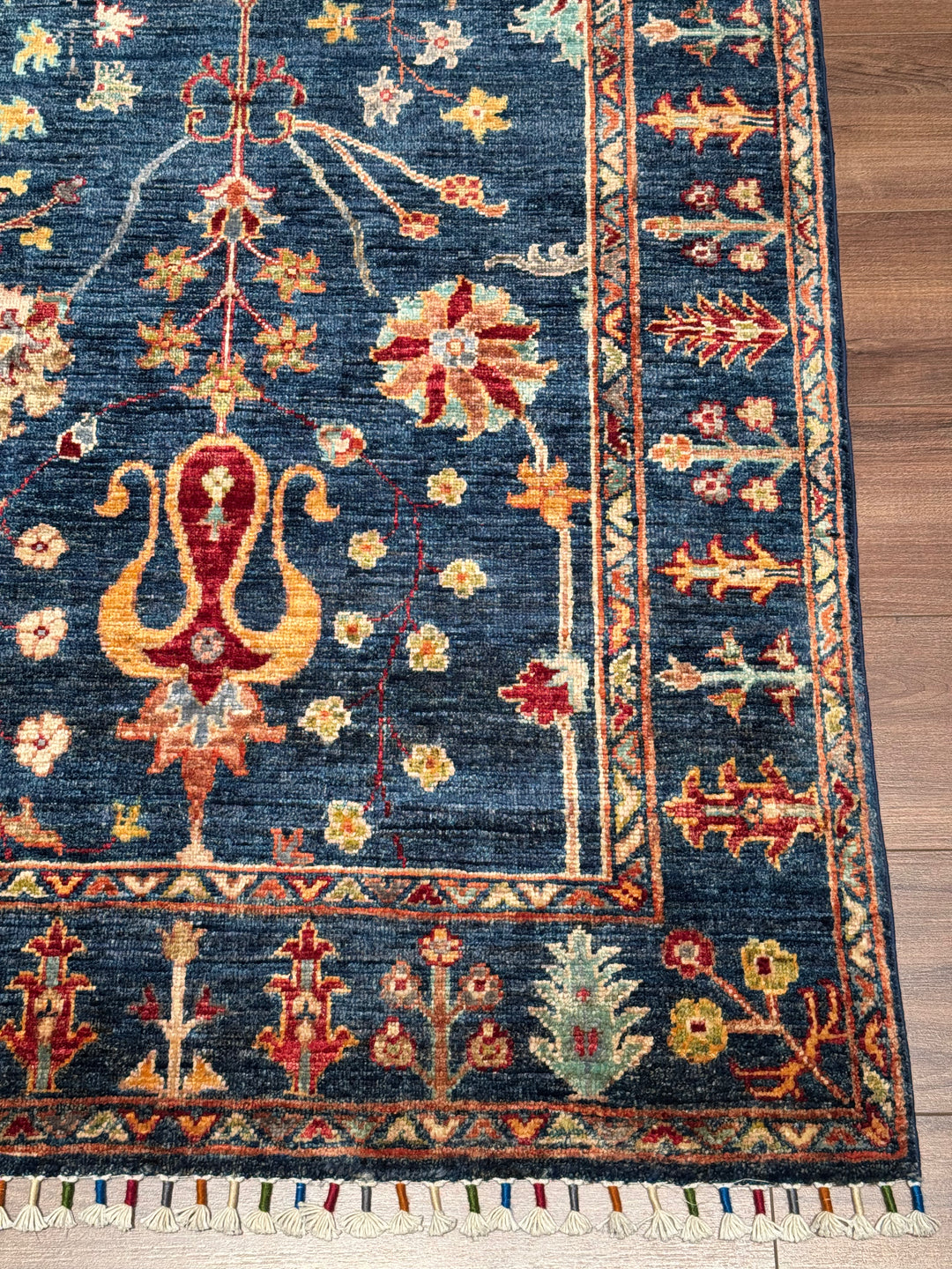 Sultani Binbirgece Orijinal El Dokuması Lacivert Kök Boya Yün Halı 103x153 1.58 Metrekare - 3x5 ft