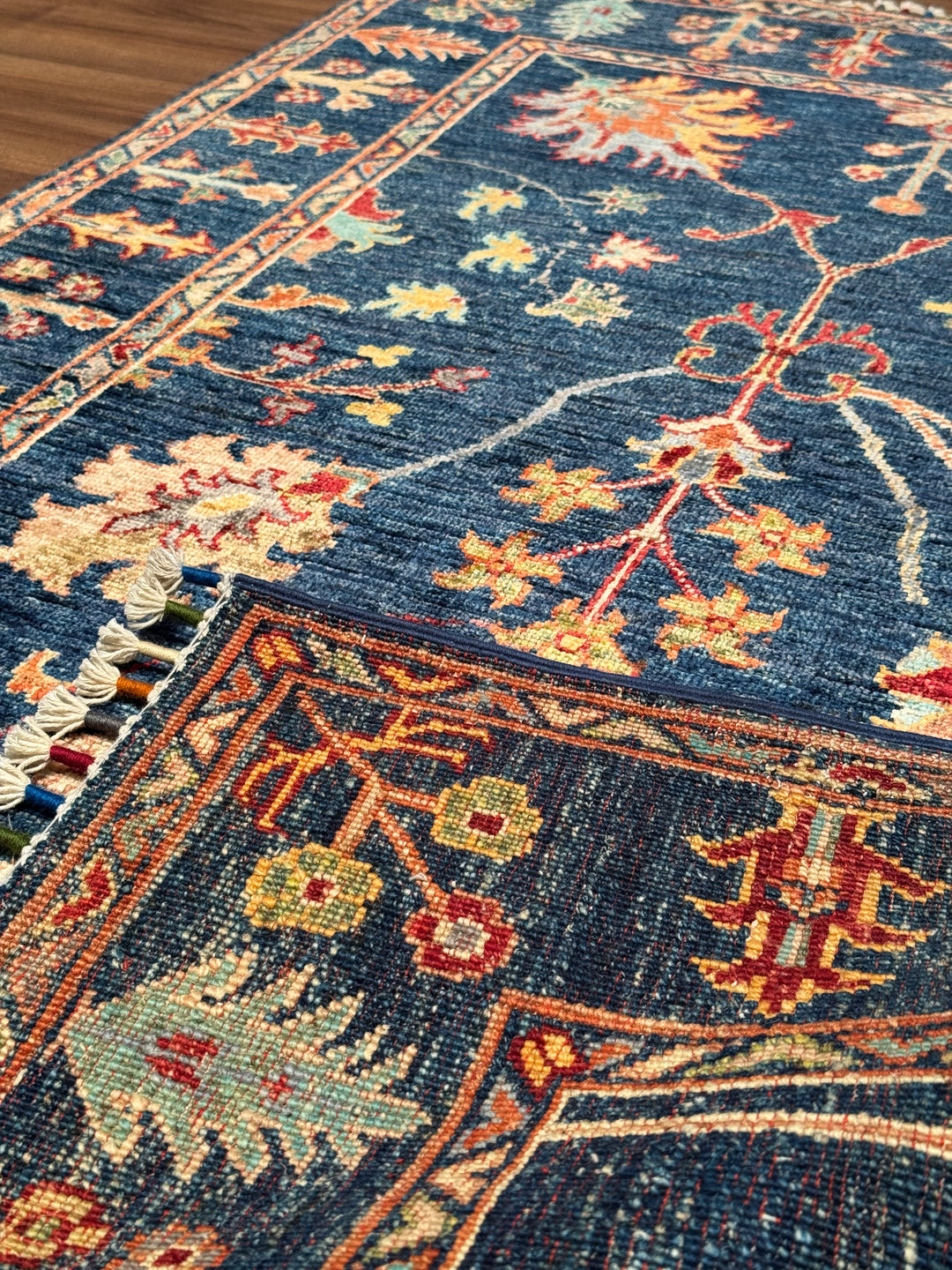 Sultani Binbirgece Orijinal El Dokuması Lacivert Kök Boya Yün Halı 103x153 1.58 Metrekare - 3x5 ft