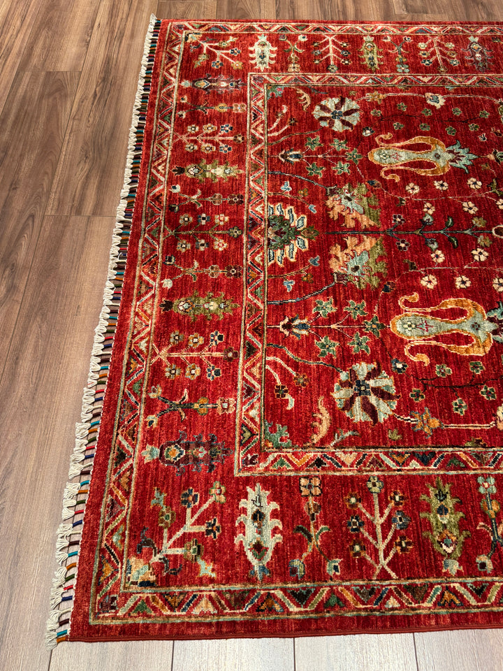 Sultani Binbirgece Orijinal El Dokuması Kırmızı Kök Boya Yün Halı 174x249 4.33 Metrekare - 5x8 ft