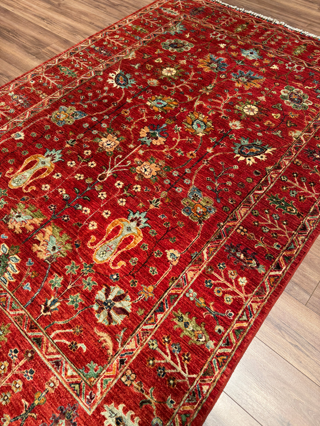 Sultani Binbirgece Orijinal El Dokuması Kırmızı Kök Boya Yün Halı 174x249 4.33 Metrekare - 5x8 ft