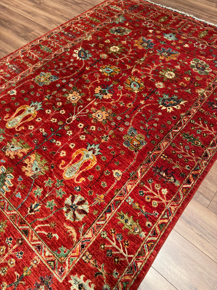 Sultani Binbirgece Orijinal El Dokuması Kırmızı Kök Boya Yün Halı 174x249 4.33 Metrekare - 5x8 ft