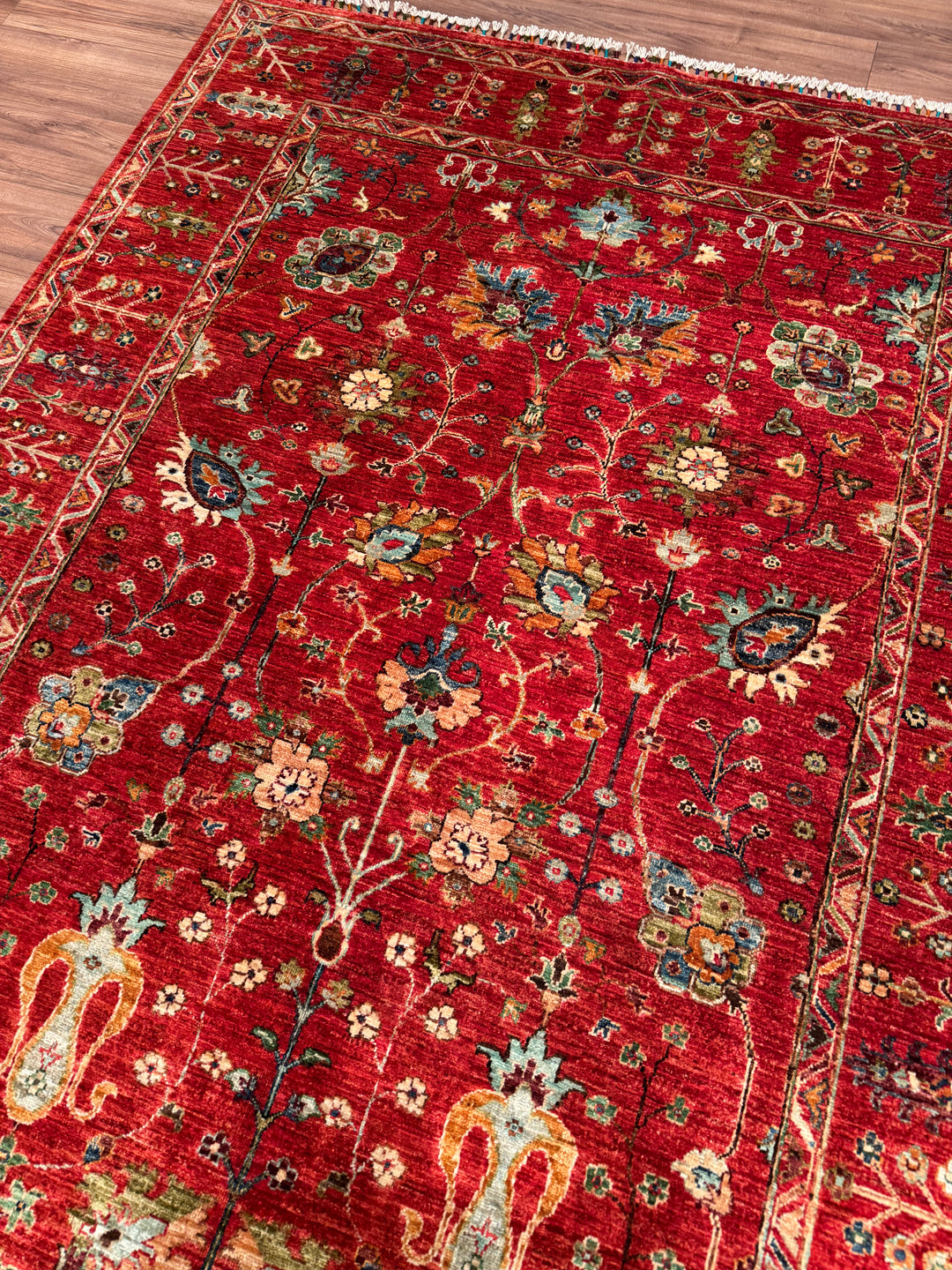 Sultani Binbirgece Orijinal El Dokuması Kırmızı Kök Boya Yün Halı 174x249 4.33 Metrekare - 5x8 ft