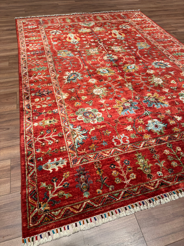 Sultani Binbirgece Orijinal El Dokuması Kırmızı Kök Boya Yün Halı 174x249 4.33 Metrekare - 5x8 ft