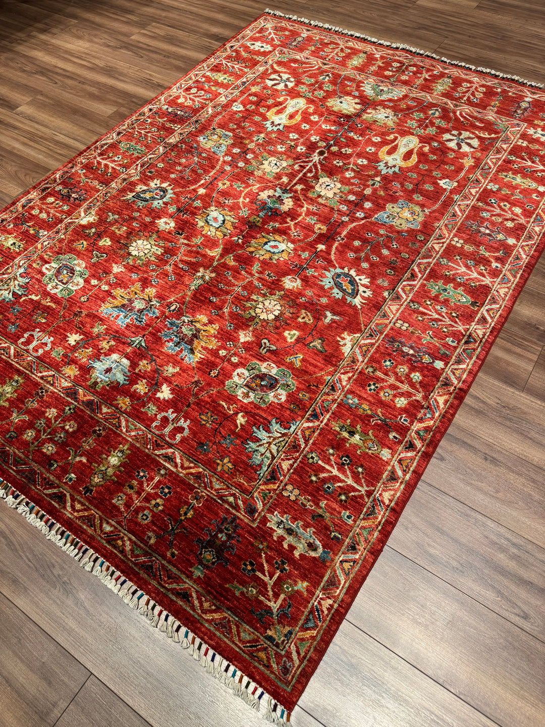 Sultani Binbirgece Orijinal El Dokuması Kırmızı Kök Boya Yün Halı 174x249 4.33 Metrekare - 5x8 ft