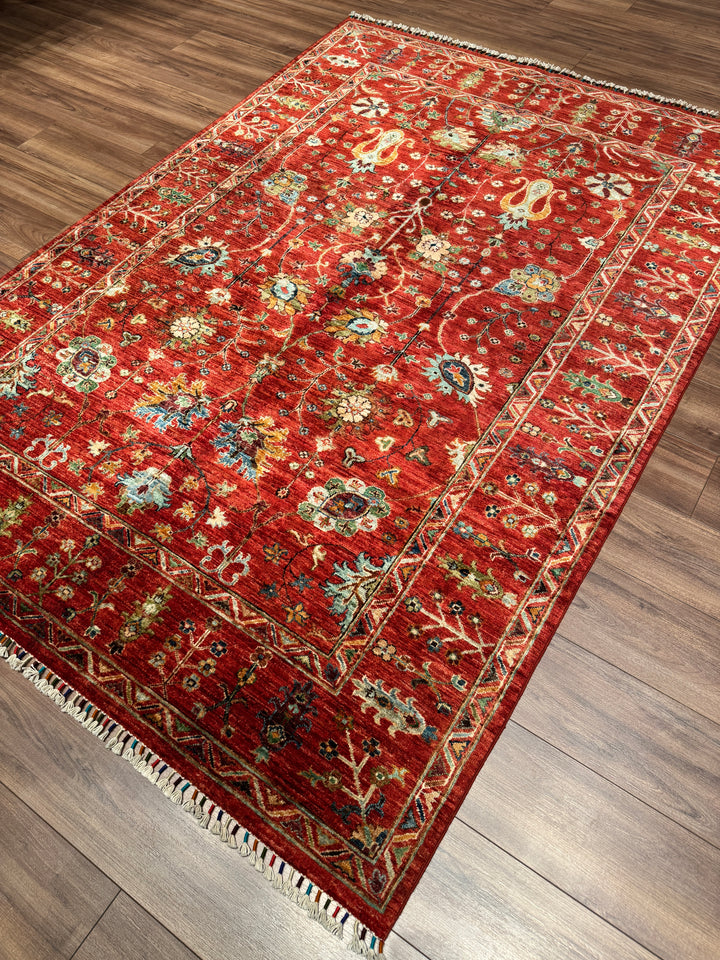 Sultani Binbirgece Orijinal El Dokuması Kırmızı Kök Boya Yün Halı 174x249 4.33 Metrekare - 5x8 ft