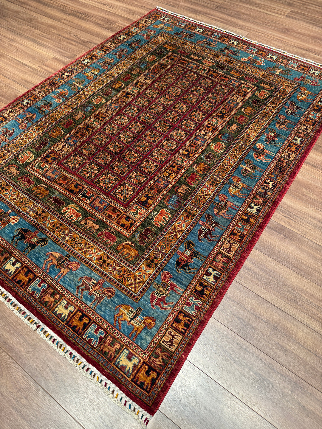 Pazırık Orijinal El Dokuması Multi Kök Boya Yün Halı 175x240 4.20 Metrekare - 5x8 ft