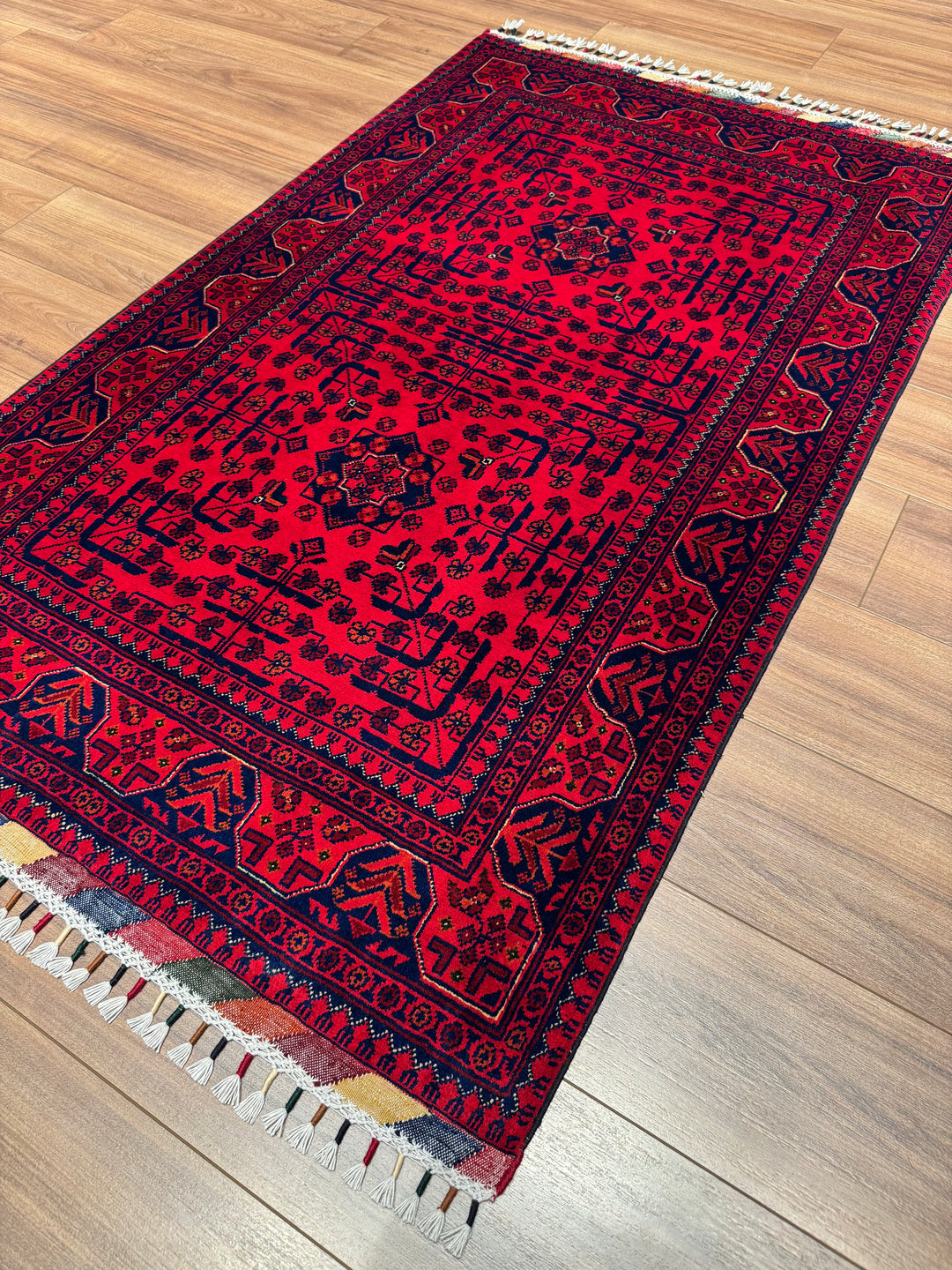 Afghan Rug Hamyap Original Handwoven Root Dyed Wool 0.99x160 1.58 Square Meters - 3x5 ft 