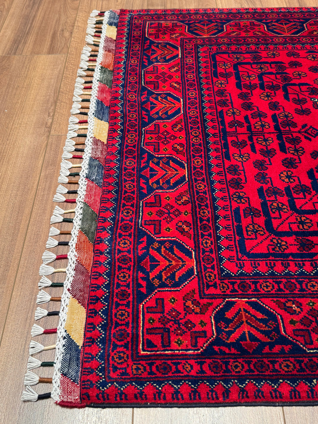 Afghan Rug Hamyap Original Handwoven Root Dyed Wool 0.99x160 1.58 Square Meters - 3x5 ft 