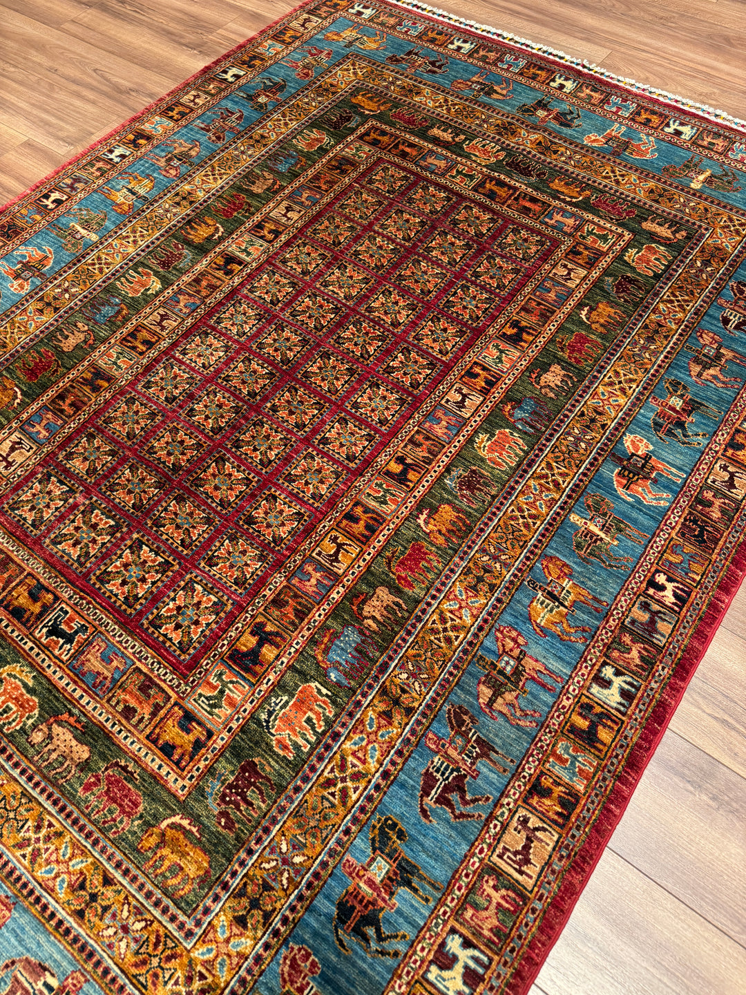 Pazırık Orijinal El Dokuması Multi Kök Boya Yün Halı 175x240 4.20 Metrekare - 5x8 ft