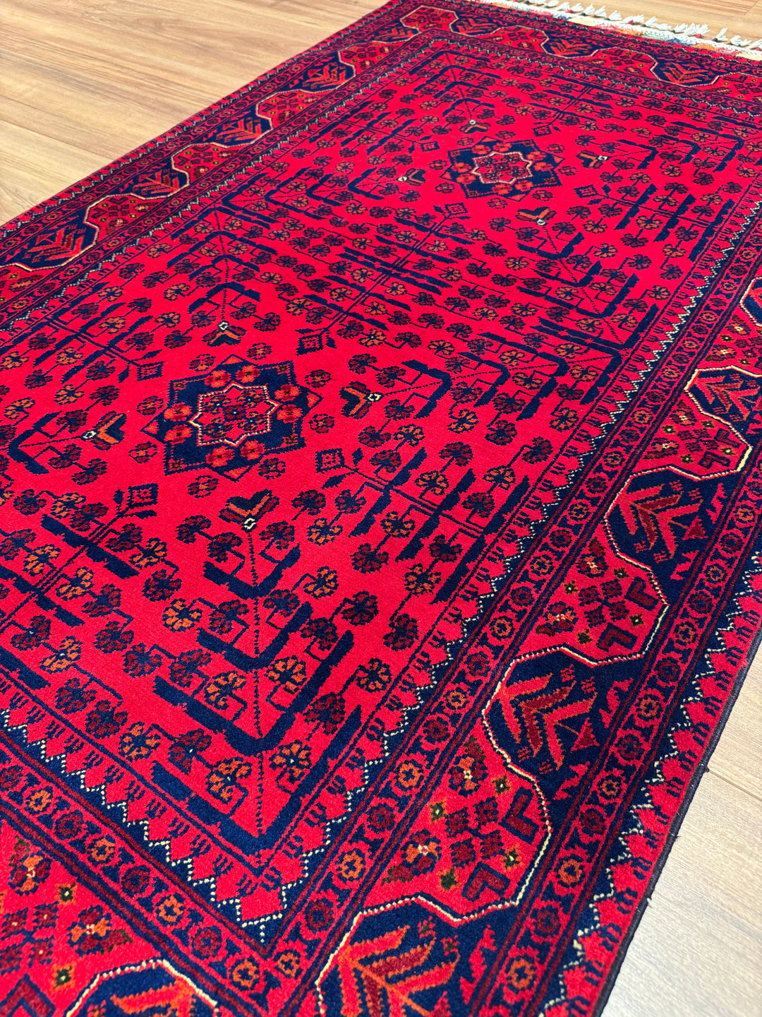 Afghan Rug Hamyap Original Handwoven Root Dyed Wool 0.99x160 1.58 Square Meters - 3x5 ft 