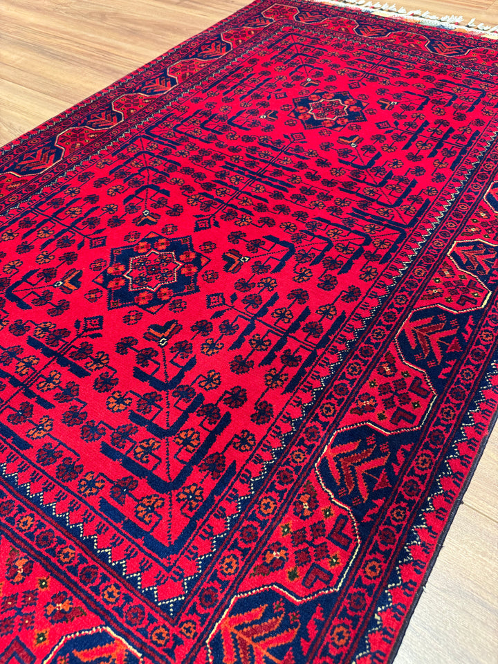 Afghan Rug Hamyap Original Handwoven Root Dyed Wool 0.99x160 1.58 Square Meters - 3x5 ft 