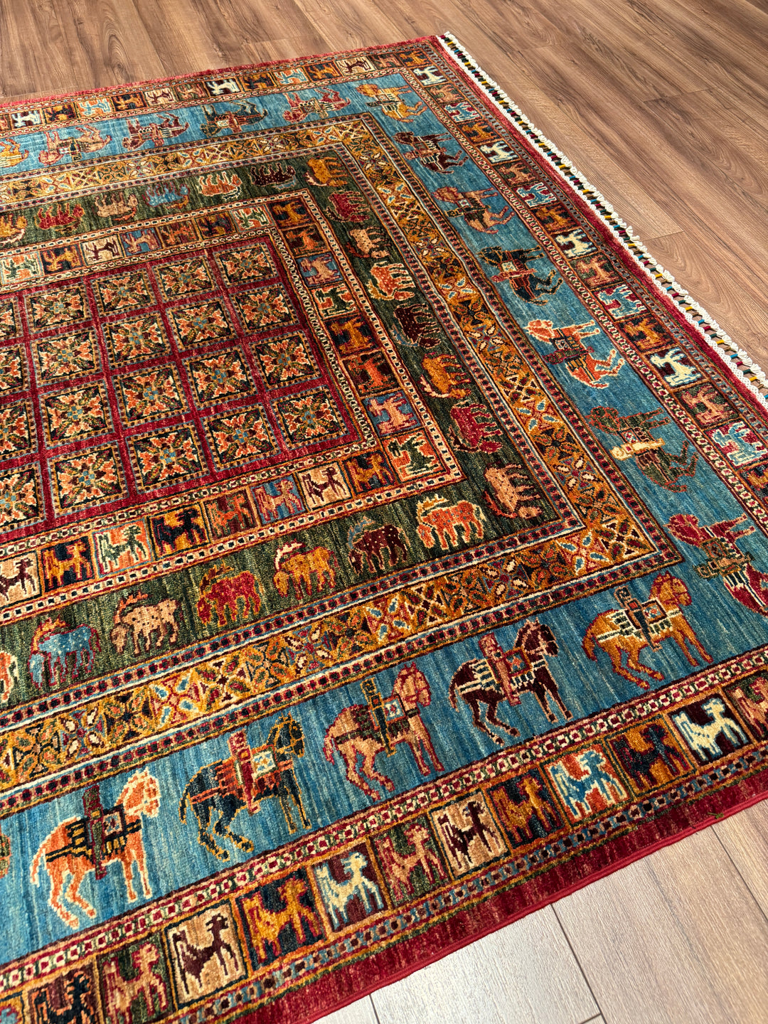 Pazırık Orijinal El Dokuması Multi Kök Boya Yün Halı 175x240 4.20 Metrekare - 5x8 ft