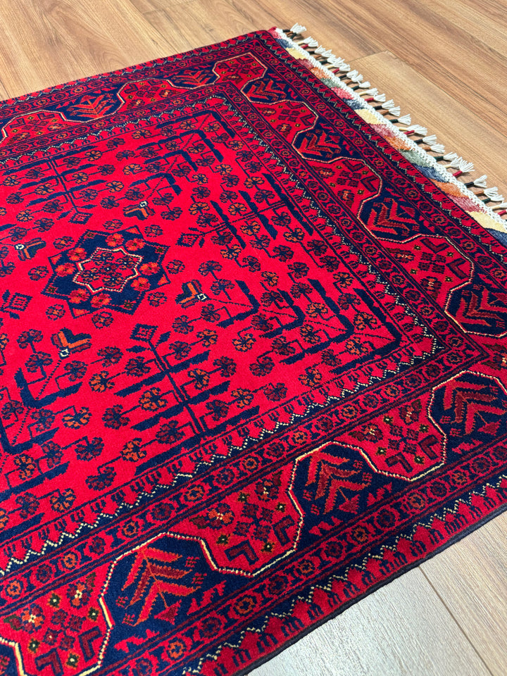 Afghan Rug Hamyap Original Handwoven Root Dyed Wool 0.99x160 1.58 Square Meters - 3x5 ft 