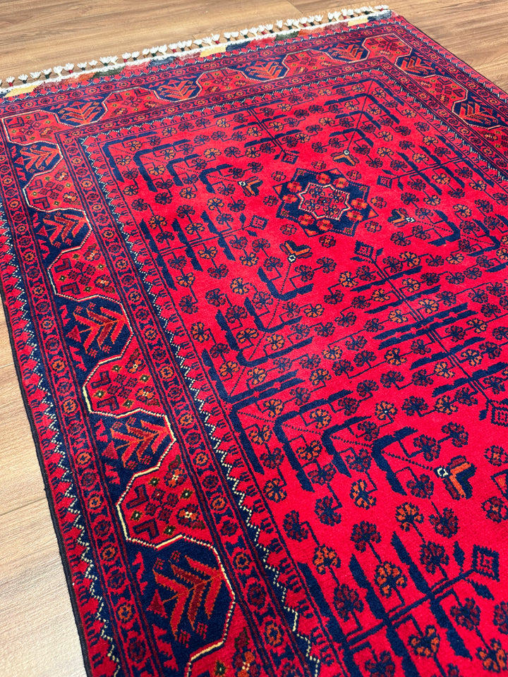 Afghan Rug Hamyap Original Handwoven Root Dyed Wool 0.99x160 1.58 Square Meters - 3x5 ft 