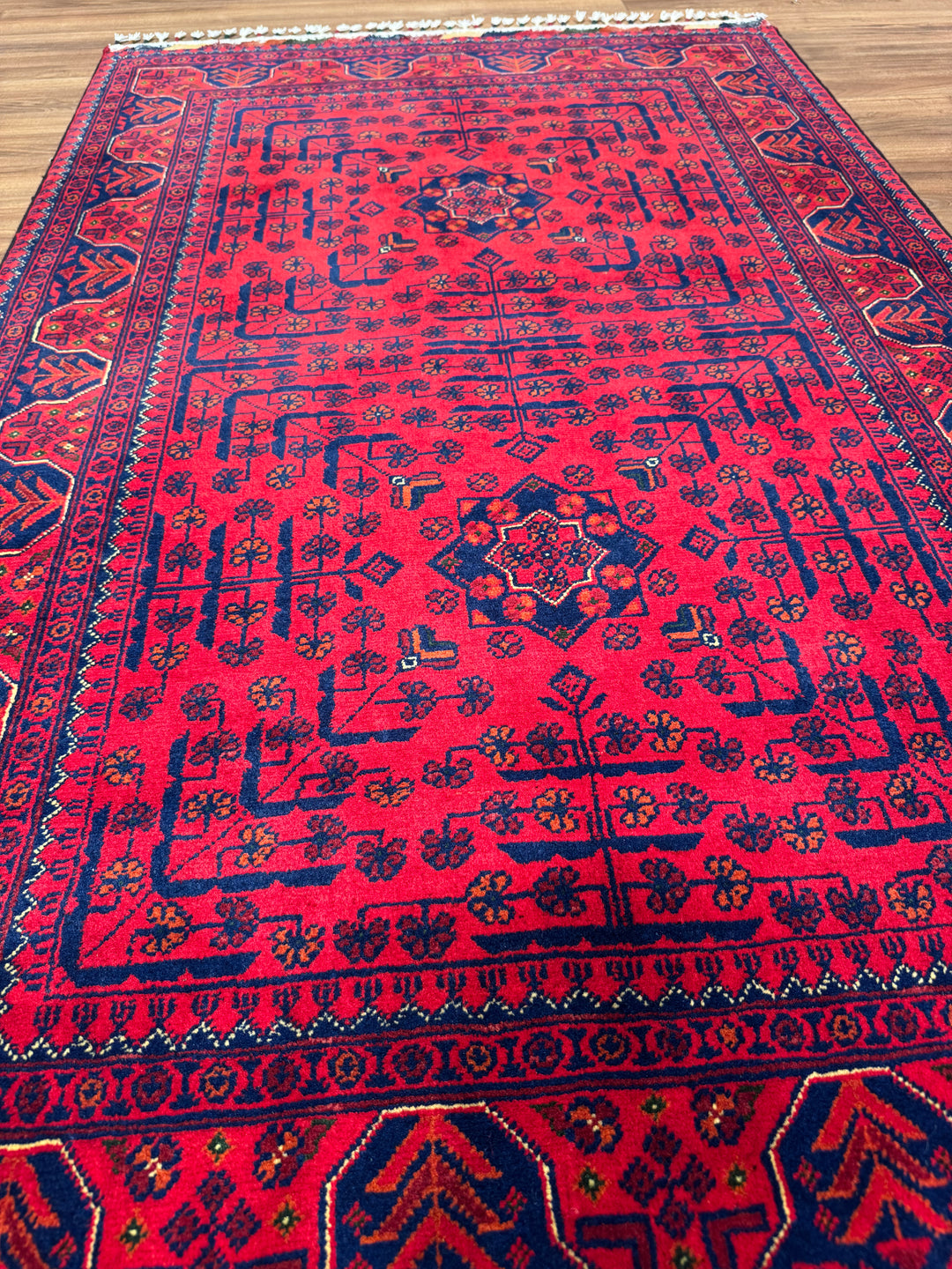 Afghan Rug Hamyap Original Handwoven Root Dyed Wool 0.99x160 1.58 Square Meters - 3x5 ft 