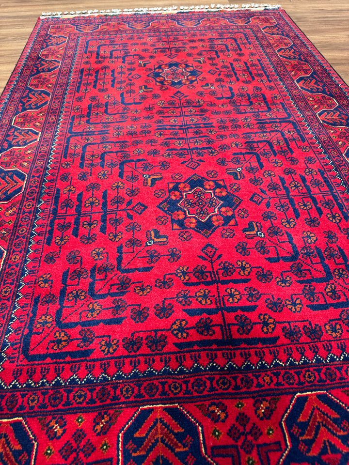 Afghan Rug Hamyap Original Handwoven Root Dyed Wool 0.99x160 1.58 Square Meters - 3x5 ft 